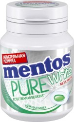 Жевательная резинка, Mentos (Ментос) 54 г естественная белизна нежная мята банка